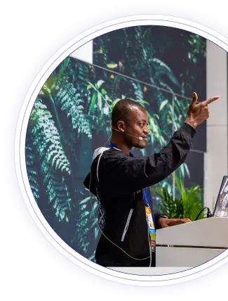 person speaking at a conference